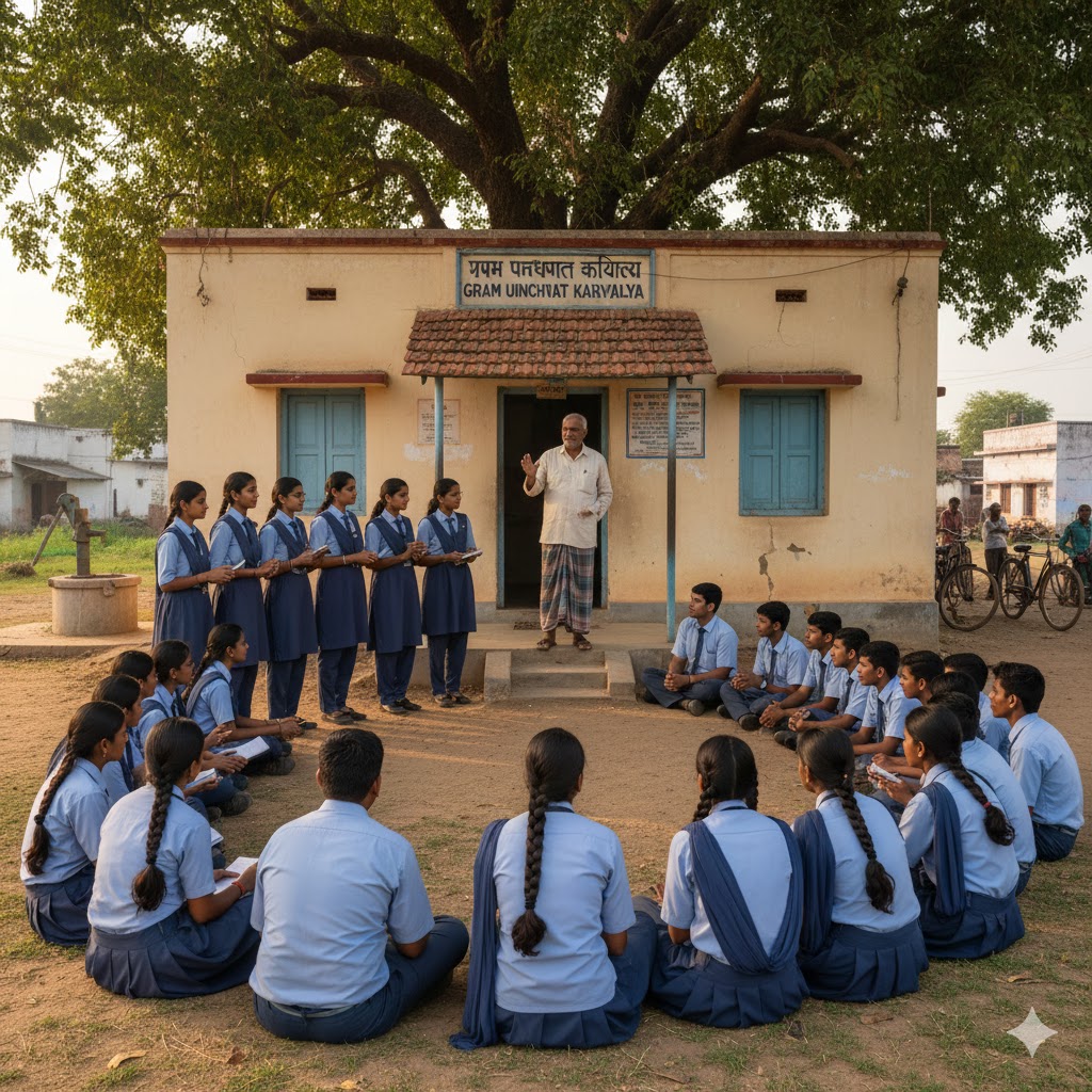 Students visited the Panchayat